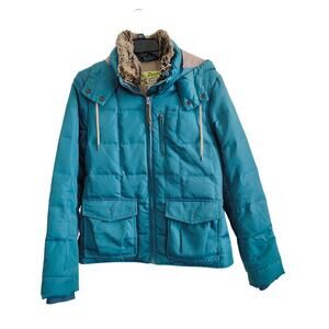 Eddie Bauer Size Medium Teal Yukon EB 550 Premium Goose Down Filled Jacket Coat